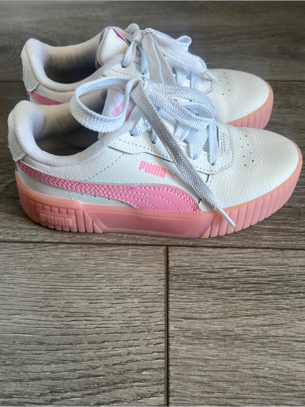 Puma Kids White and Pink Sneakers